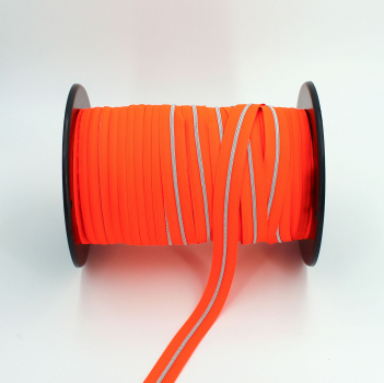 Endlosreißverschluss metallisiert schmal neonorange/silber (1m)